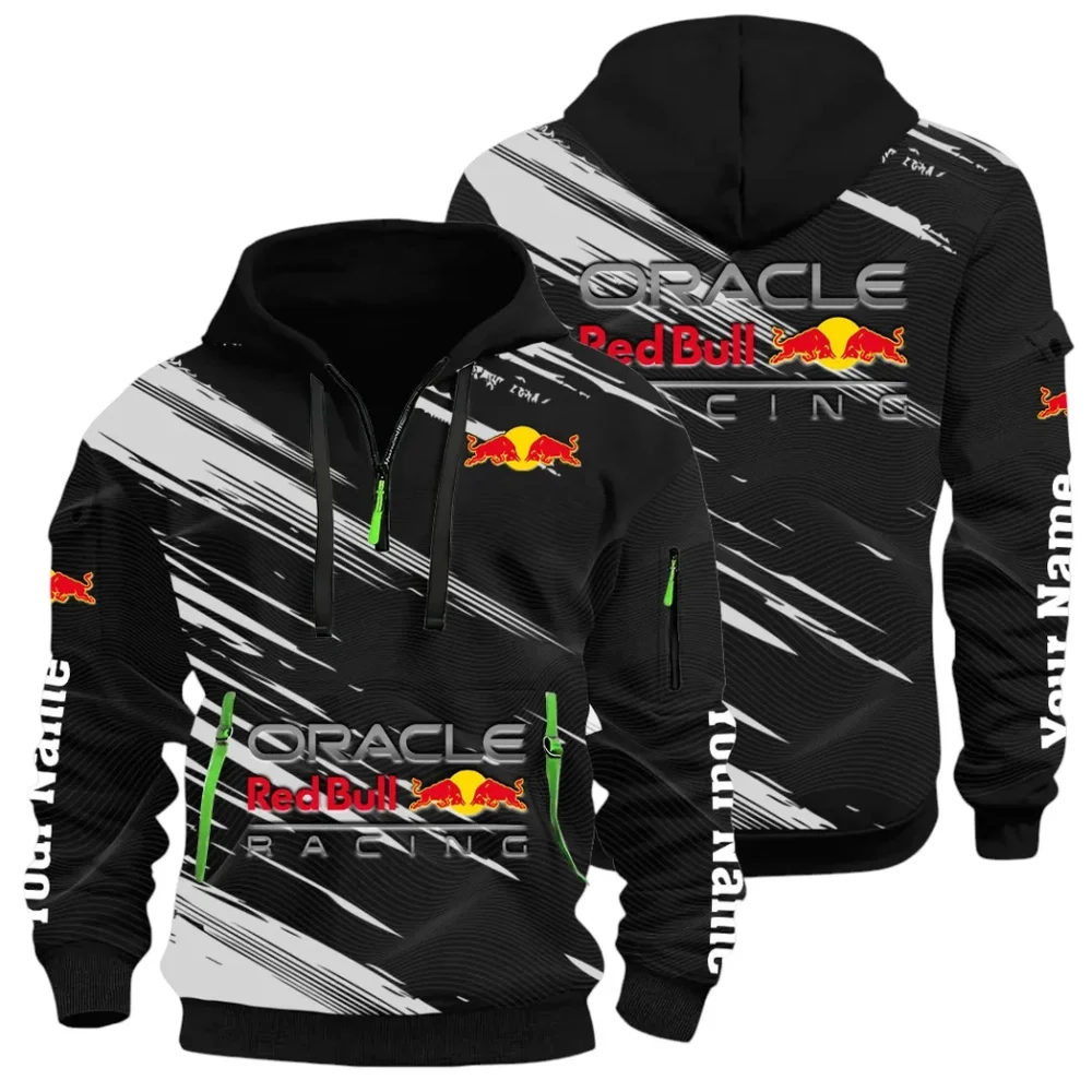 Racing Auto Hoodie Half Zip 3D, Sporty & Casual Everyday Wear Hoodie CAR514 - Black