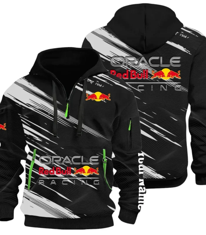 Racing Auto Hoodie Half Zip 3D, Sporty & Casual Everyday Wear Hoodie CAR514 - Black