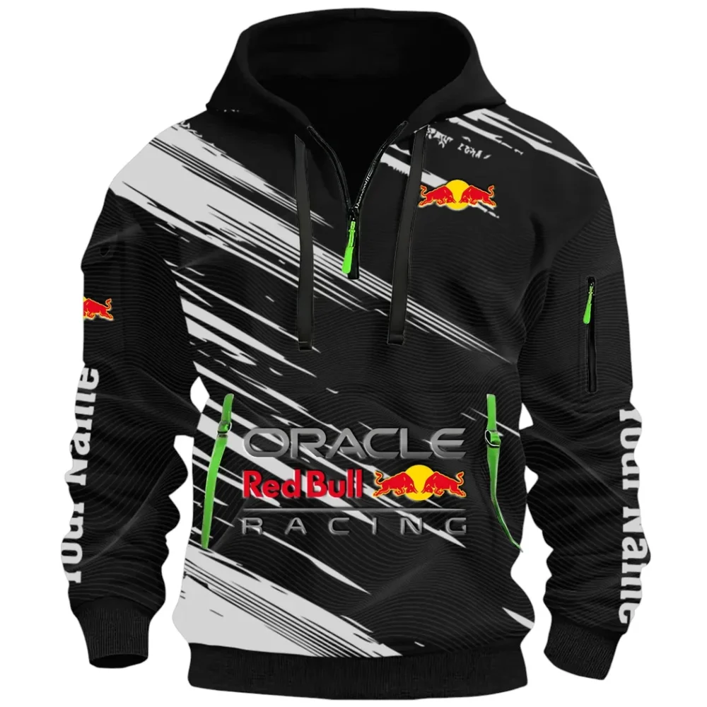 Racing Auto Hoodie Half Zip 3D, Sporty & Casual Everyday Wear Hoodie CAR514 - Black - Image 2