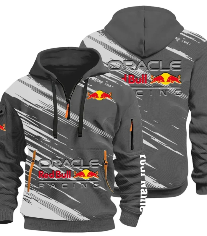 Racing Auto Hoodie Half Zip 3D, Sporty & Casual Everyday Wear Hoodie CAR514 - Dark Gray