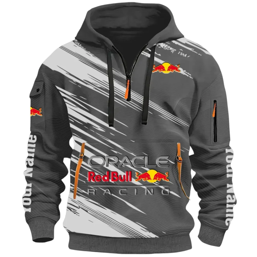 Racing Auto Hoodie Half Zip 3D, Sporty & Casual Everyday Wear Hoodie CAR514 - Dark Gray - Image 2