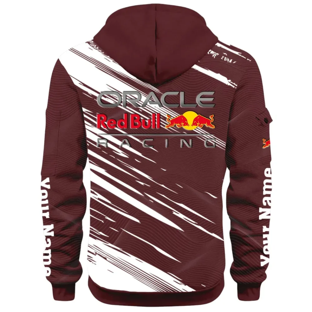 Racing Auto Hoodie Half Zip 3D, Sporty & Casual Everyday Wear Hoodie CAR514 - Dark Red - Image 3