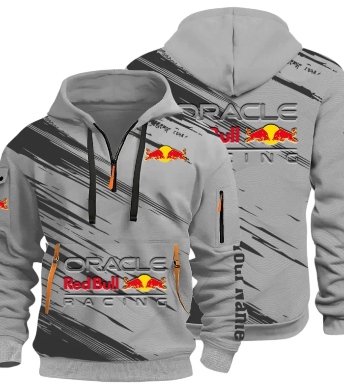 Racing Auto Hoodie Half Zip 3D, Sporty & Casual Everyday Wear Hoodie CAR514 - Gray