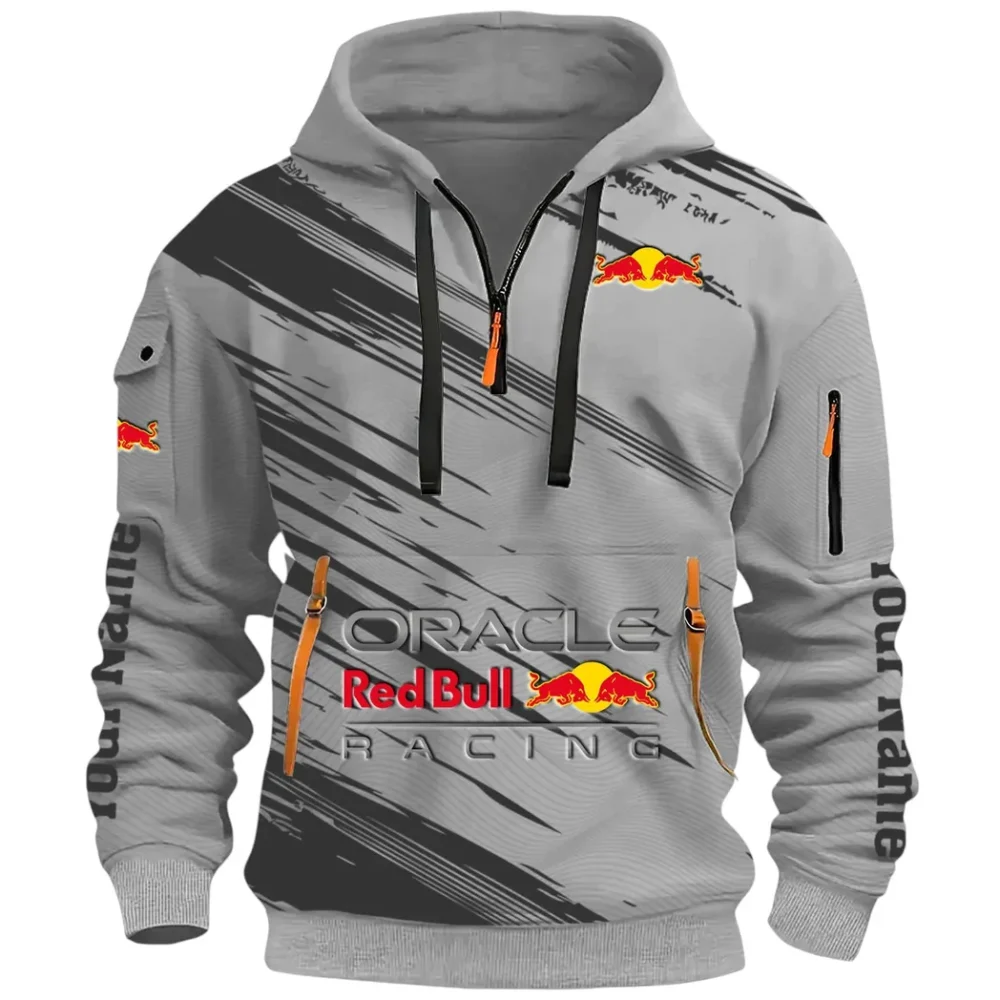 Racing Auto Hoodie Half Zip 3D, Sporty & Casual Everyday Wear Hoodie CAR514 - Gray - Image 2