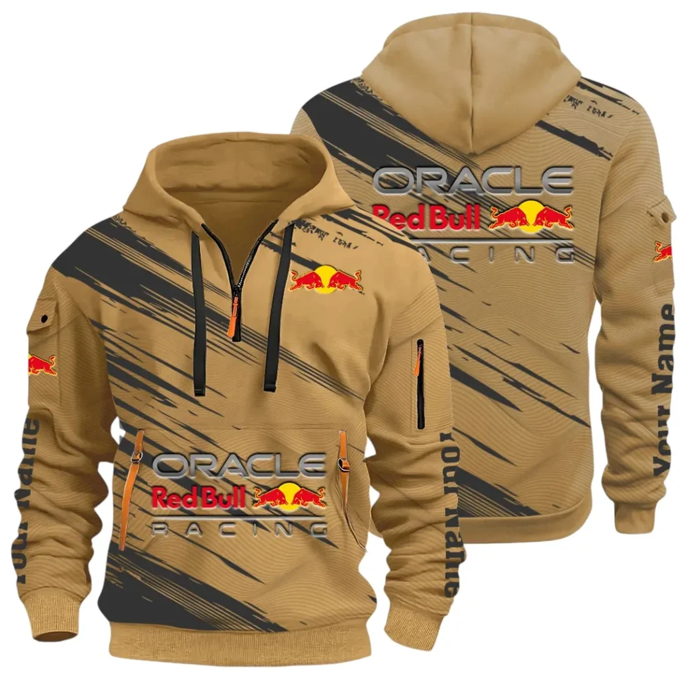 Racing Auto Hoodie Half Zip 3D, Sporty & Casual Everyday Wear Hoodie CAR514 - Khaki