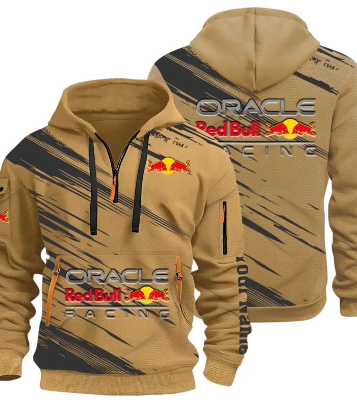 Racing Auto Hoodie Half Zip 3D, Sporty & Casual Everyday Wear Hoodie CAR514 - Khaki