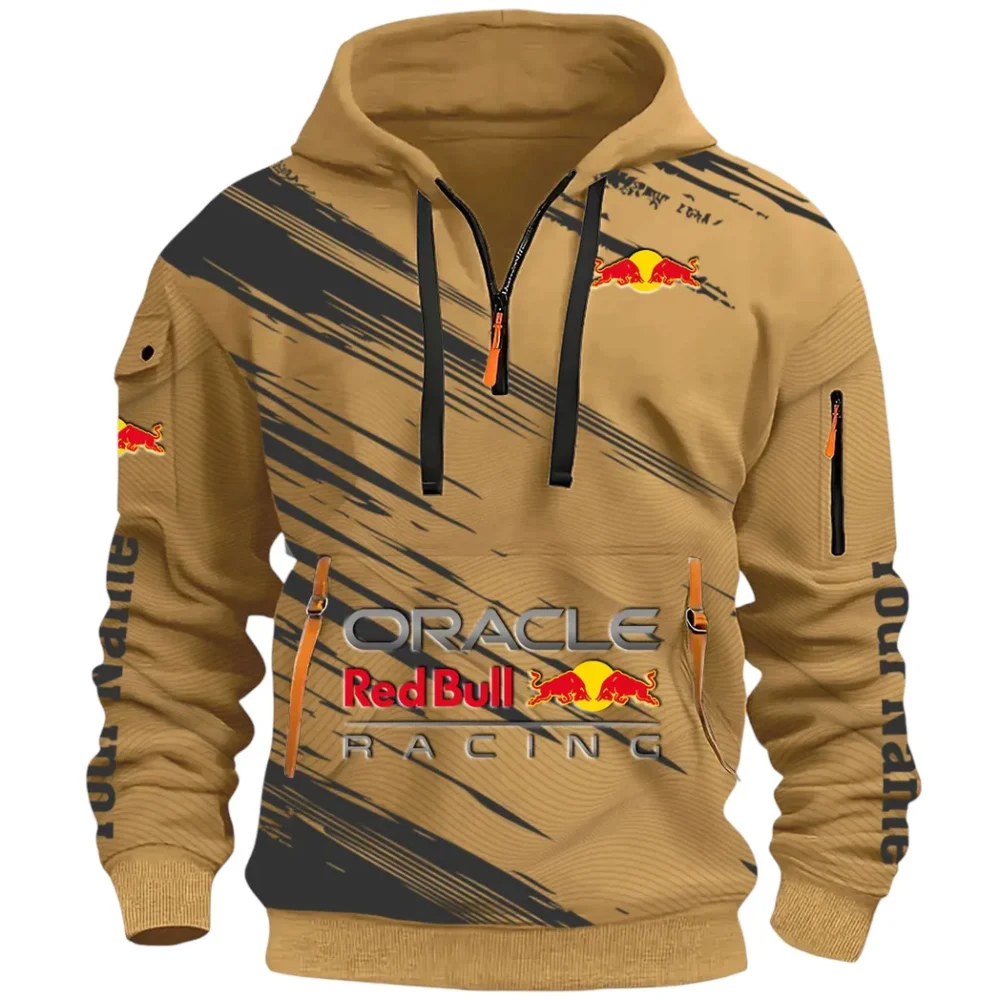 Racing Auto Hoodie Half Zip 3D, Sporty & Casual Everyday Wear Hoodie CAR514 - Khaki - Image 2