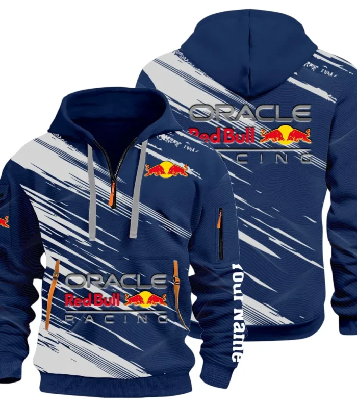 Racing Auto Hoodie Half Zip 3D, Sporty & Casual Everyday Wear Hoodie CAR514 - Navy