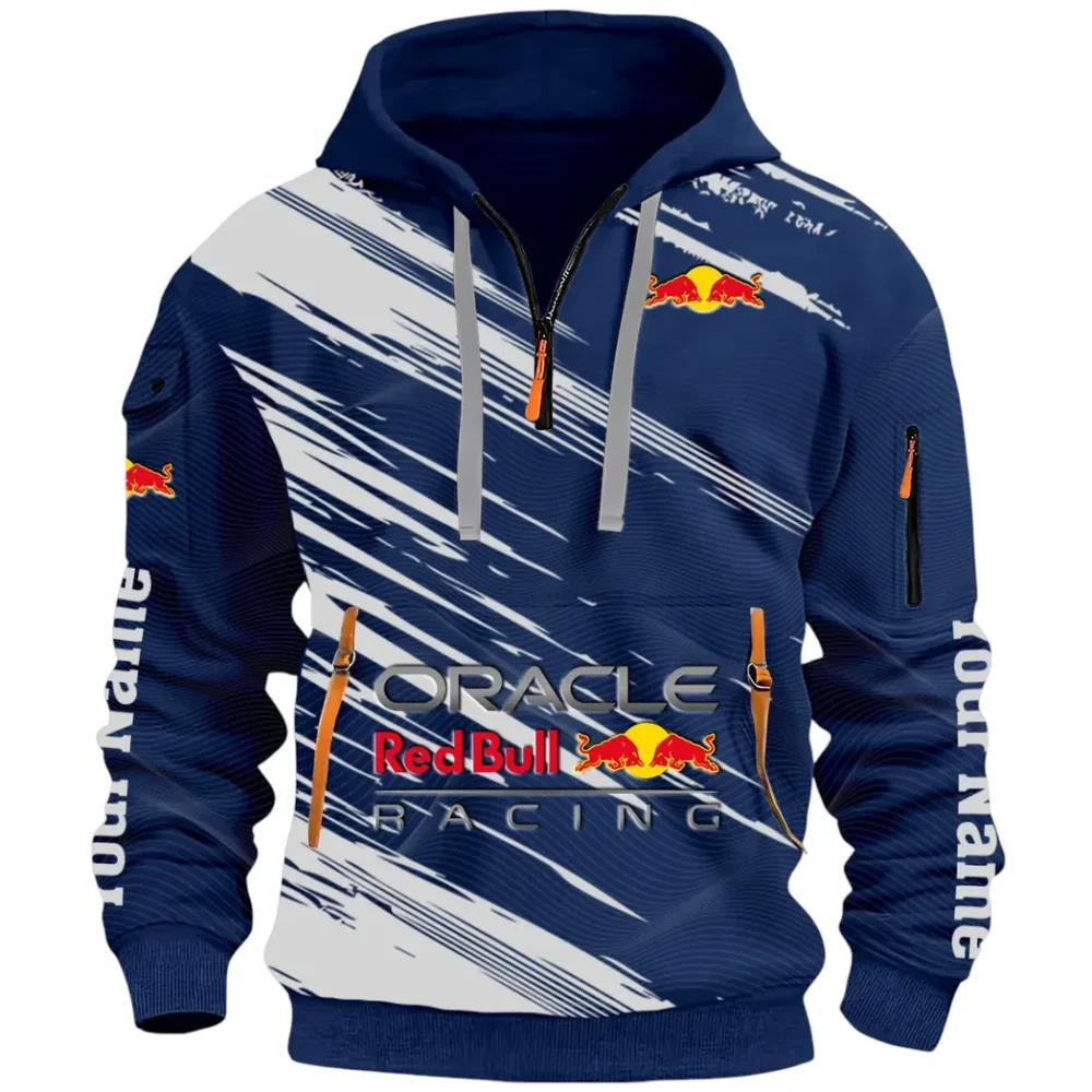 Racing Auto Hoodie Half Zip 3D, Sporty & Casual Everyday Wear Hoodie CAR514 - Navy - Image 2