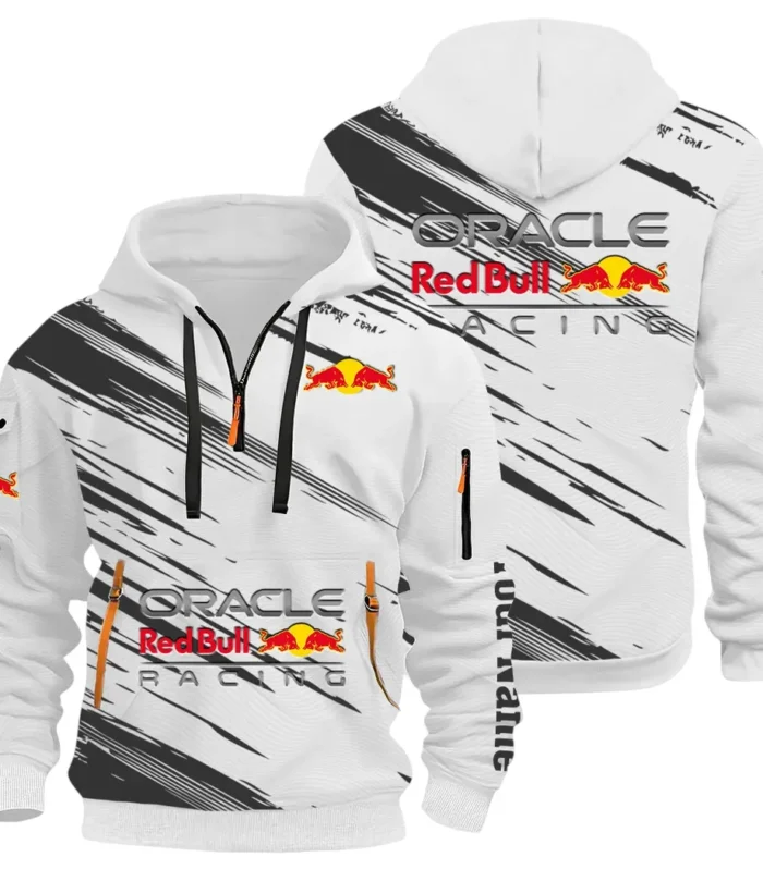 Racing Auto Hoodie Half Zip 3D, Sporty & Casual Everyday Wear Hoodie CAR514 - White