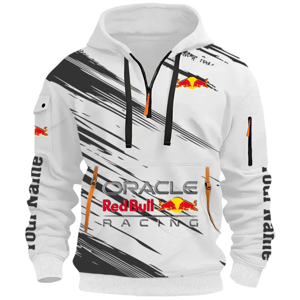 Racing Auto Hoodie Half Zip 3D, Sporty & Casual Everyday Wear Hoodie CAR514 - White - Image 2