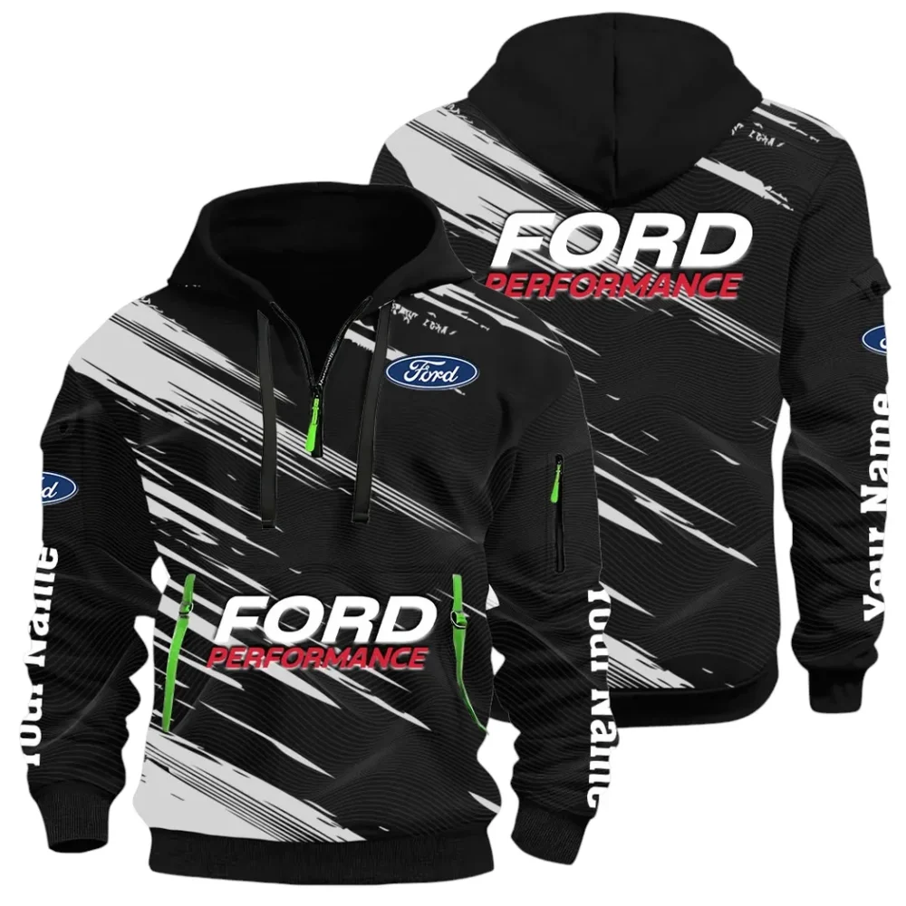 Road Life Hoodie Half Zip 3D, Casual Street-Ready Hoodie CAR514 - Black
