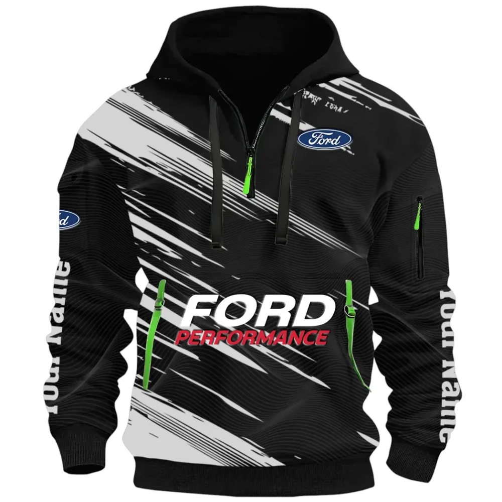 Road Life Hoodie Half Zip 3D, Casual Street-Ready Hoodie CAR514 - Black - Image 2
