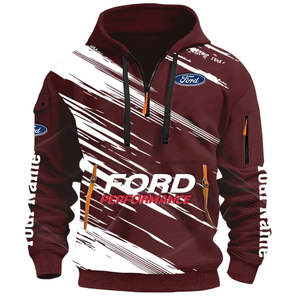 Road Life Hoodie Half Zip 3D, Casual Street-Ready Hoodie CAR514 - Dark Red - Image 2