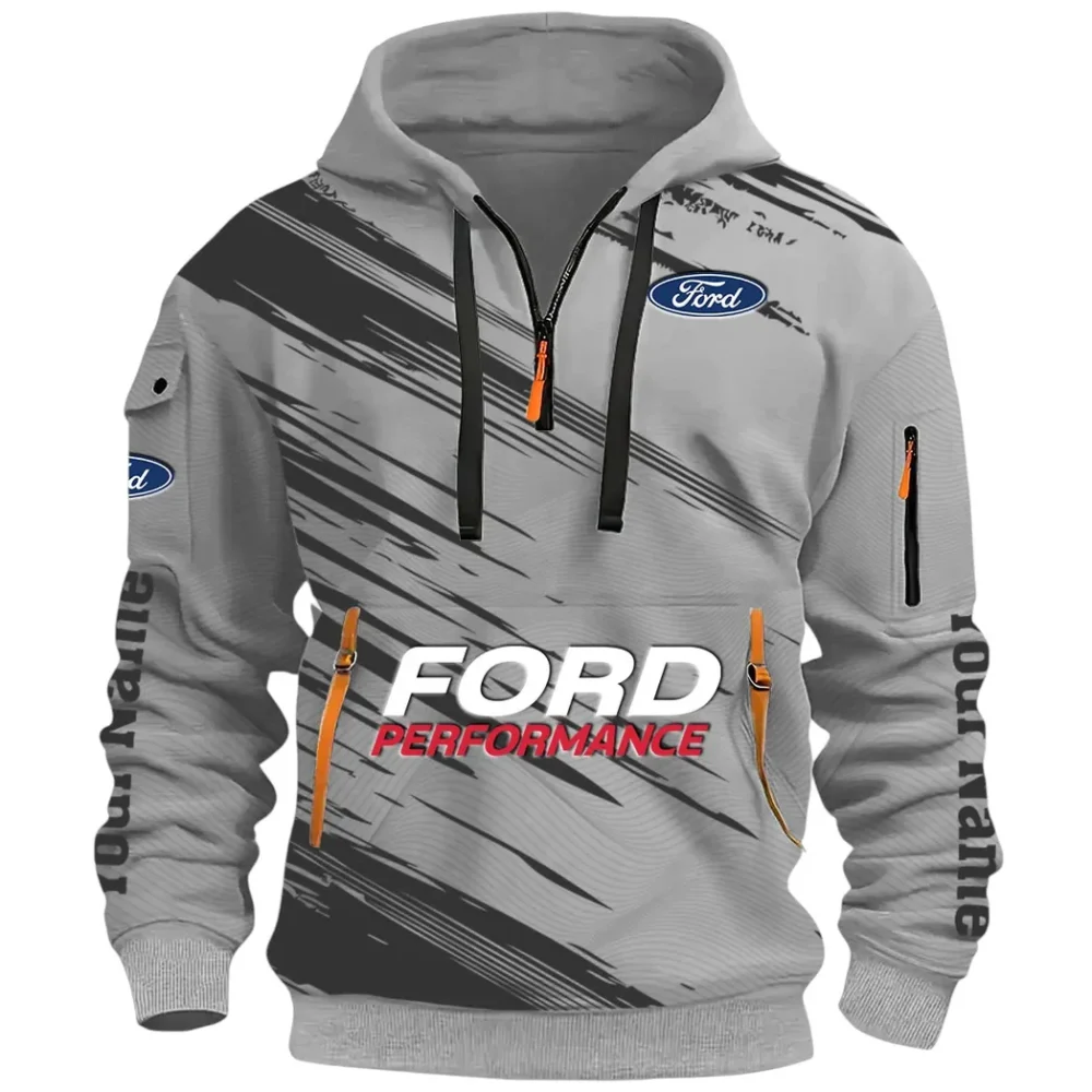 Road Life Hoodie Half Zip 3D, Casual Street-Ready Hoodie CAR514 - Gray - Image 2