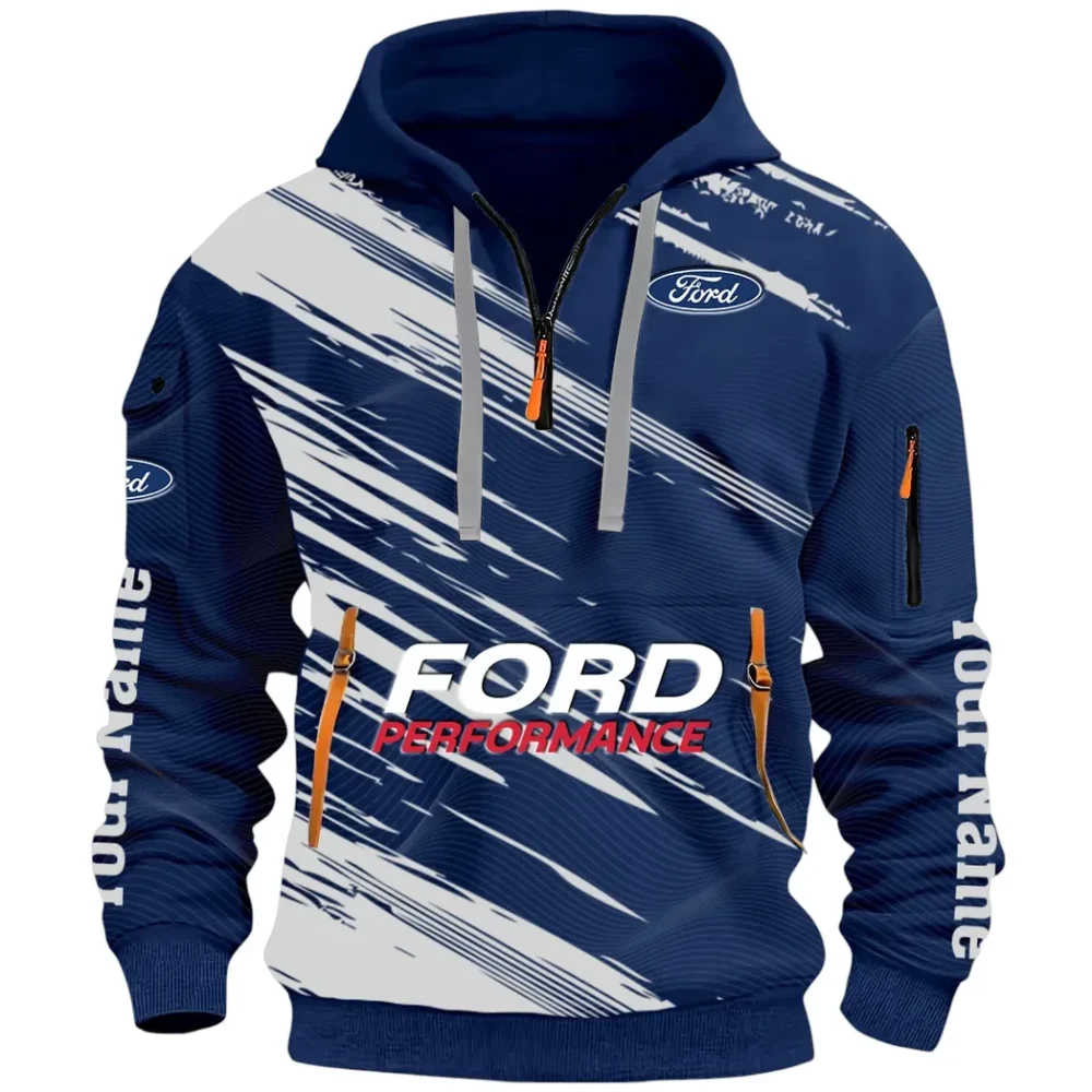 Road Life Hoodie Half Zip 3D, Casual Street-Ready Hoodie CAR514 - Navy - Image 2