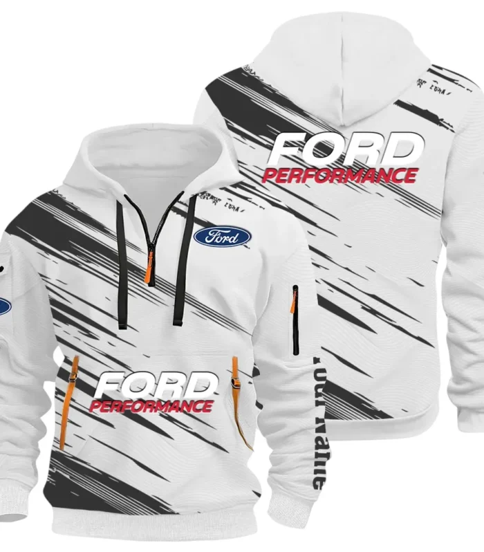 Road Life Hoodie Half Zip 3D, Casual Street-Ready Hoodie CAR514 - White