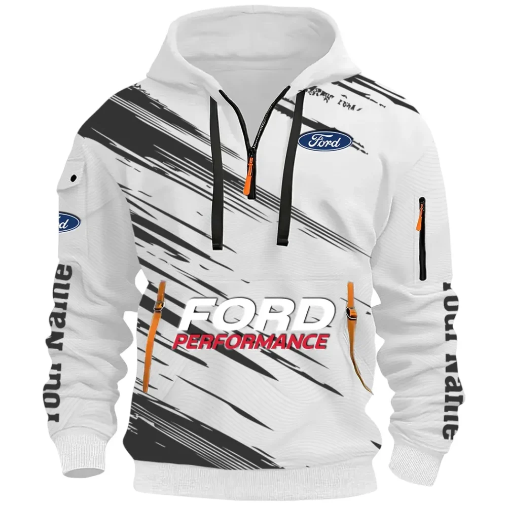 Road Life Hoodie Half Zip 3D, Casual Street-Ready Hoodie CAR514 - White - Image 2