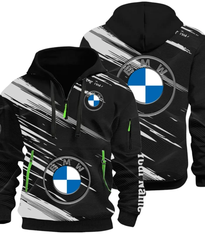 High-End Executive Car Hoodie Half Zip 3D, Street-Ready Casual Hoodie CAR514 - Black
