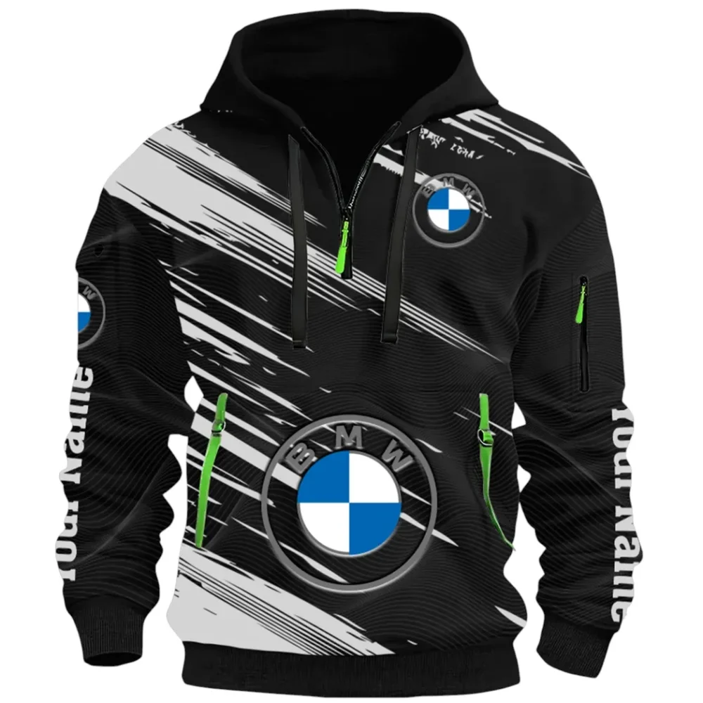 High-End Executive Car Hoodie Half Zip 3D, Street-Ready Casual Hoodie CAR514 - Black - Image 2