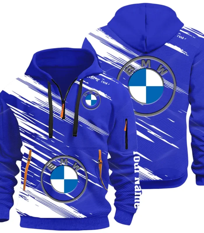 High-End Executive Car Hoodie Half Zip 3D, Street-Ready Casual Hoodie CAR514 - Blue