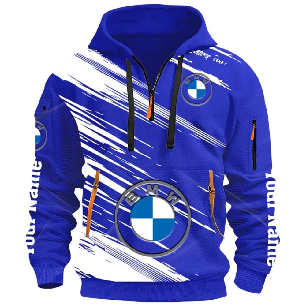 High-End Executive Car Hoodie Half Zip 3D, Street-Ready Casual Hoodie CAR514 - Blue - Image 2