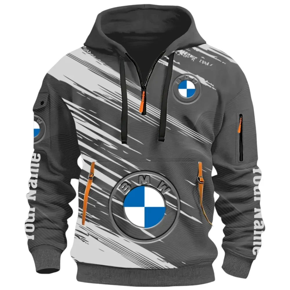 High-End Executive Car Hoodie Half Zip 3D, Street-Ready Casual Hoodie CAR514 - Dark Gray - Image 2