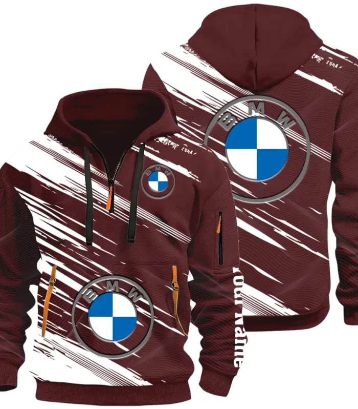 High-End Executive Car Hoodie Half Zip 3D, Street-Ready Casual Hoodie CAR514 - Dark Red