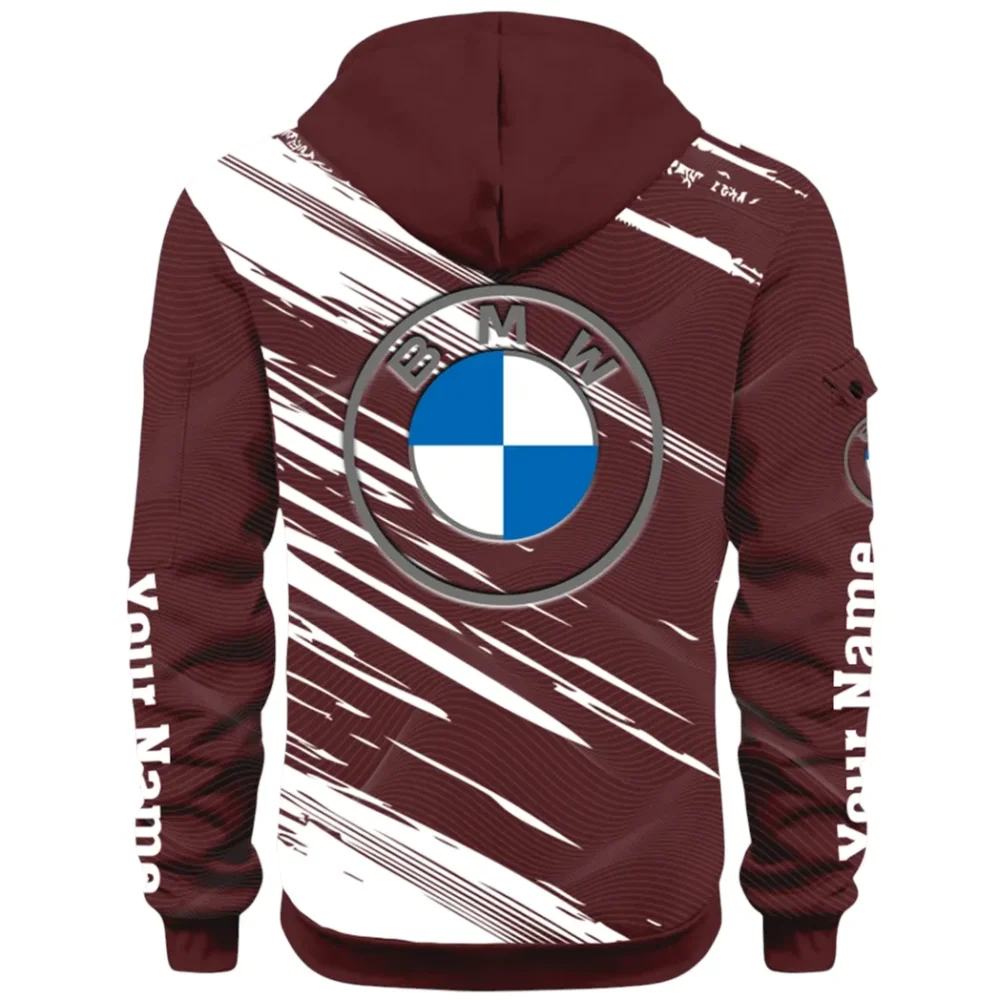 High-End Executive Car Hoodie Half Zip 3D, Street-Ready Casual Hoodie CAR514 - Dark Red - Image 3