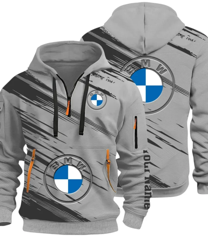 High-End Executive Car Hoodie Half Zip 3D, Street-Ready Casual Hoodie CAR514 - Gray