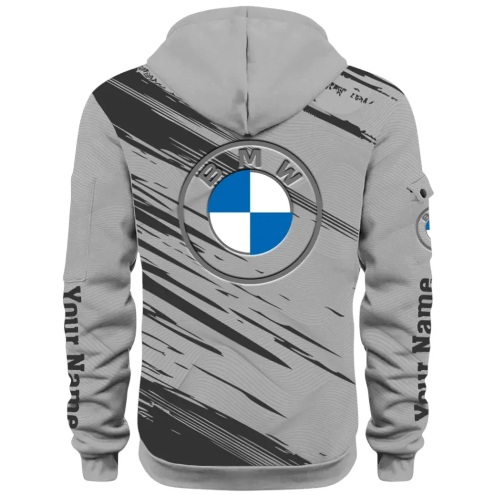 High-End Executive Car Hoodie Half Zip 3D, Street-Ready Casual Hoodie CAR514 - Gray - Image 3