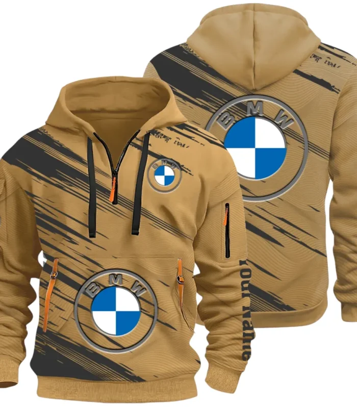 High-End Executive Car Hoodie Half Zip 3D, Street-Ready Casual Hoodie CAR514 - Khaki
