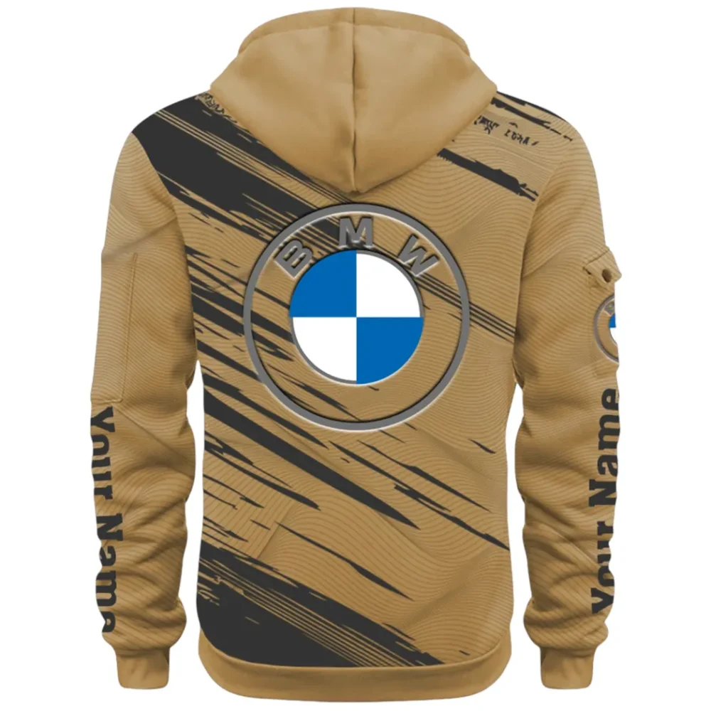 High-End Executive Car Hoodie Half Zip 3D, Street-Ready Casual Hoodie CAR514 - Khaki - Image 3