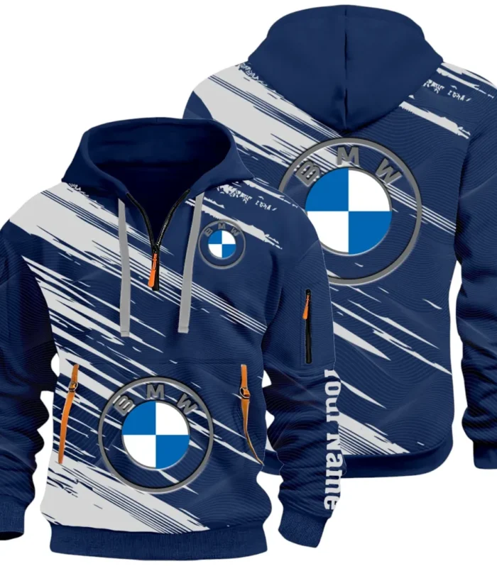 High-End Executive Car Hoodie Half Zip 3D, Street-Ready Casual Hoodie CAR514 - Navy