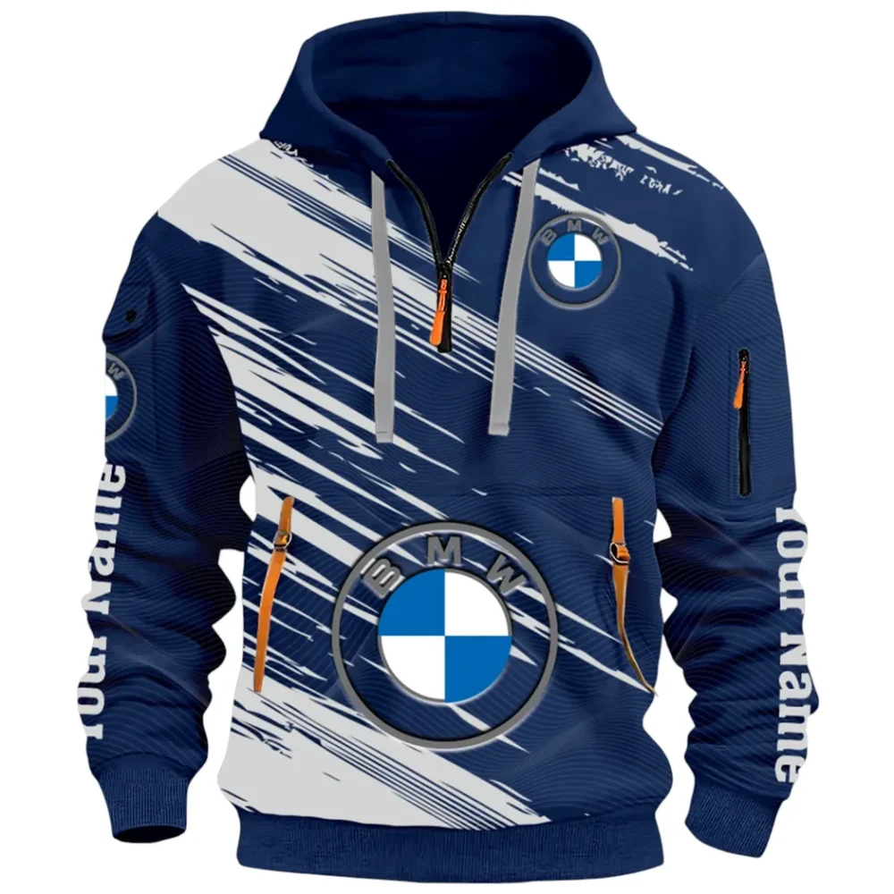 High-End Executive Car Hoodie Half Zip 3D, Street-Ready Casual Hoodie CAR514 - Navy - Image 2