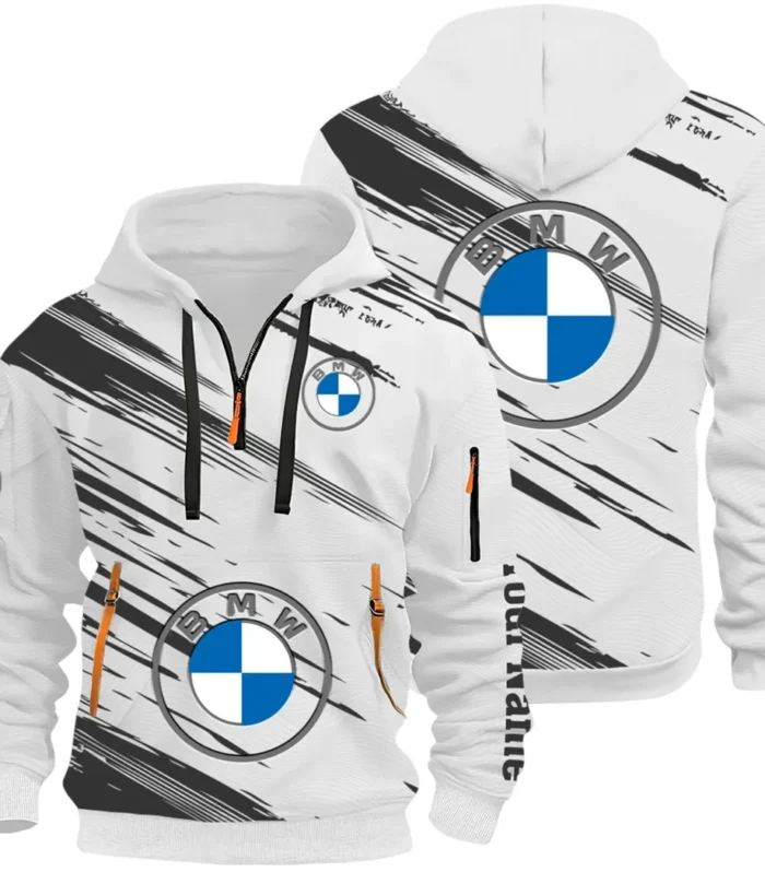 High-End Executive Car Hoodie Half Zip 3D, Street-Ready Casual Hoodie CAR514 - White