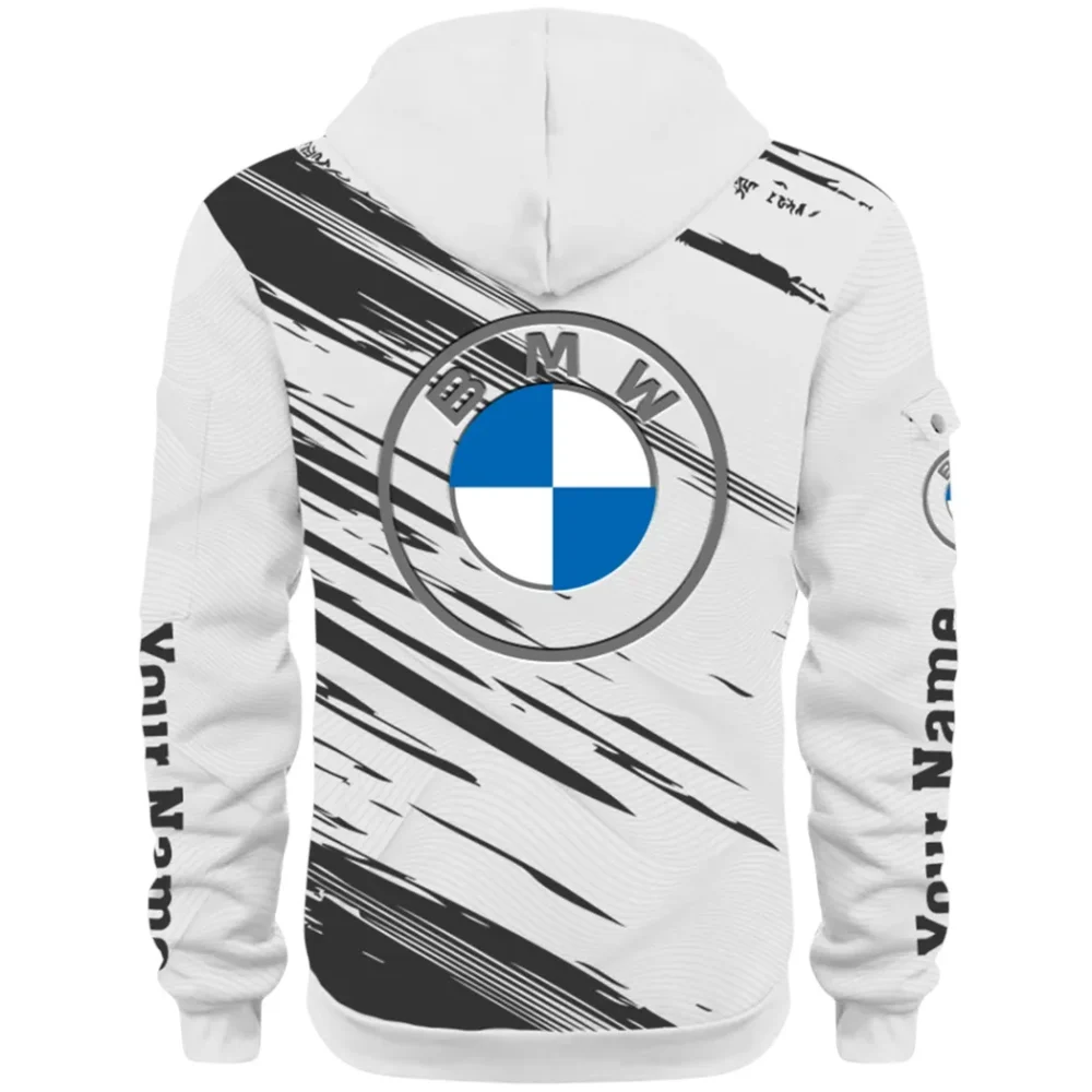 High-End Executive Car Hoodie Half Zip 3D, Street-Ready Casual Hoodie CAR514 - White - Image 3