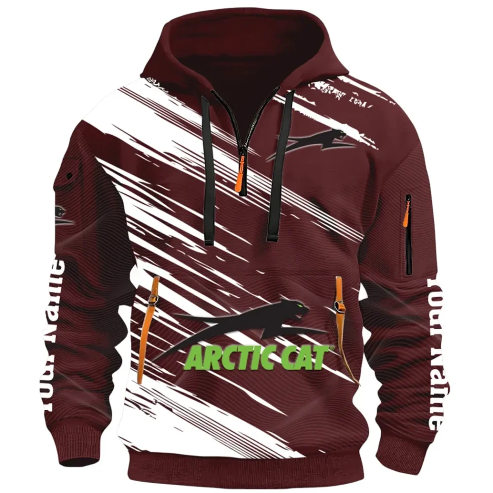 Off-Road Ride Hoodie Half Zip 3D, Durable & Casual Streetwear CAR514 - Dark Red - Image 2