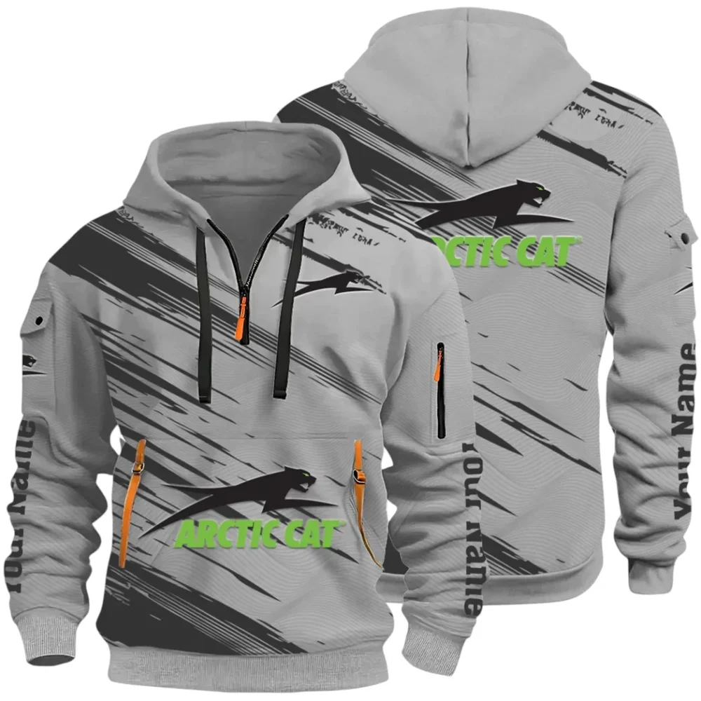 Off-Road Ride Hoodie Half Zip 3D, Durable & Casual Streetwear CAR514 - Gray