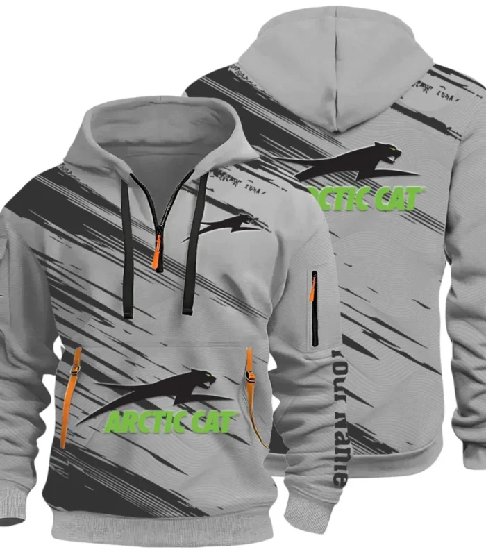 Off-Road Ride Hoodie Half Zip 3D, Durable & Casual Streetwear CAR514 - Gray