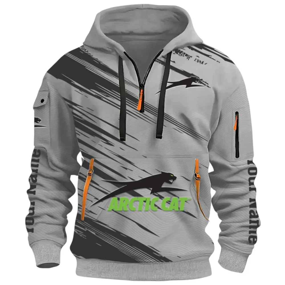 Off-Road Ride Hoodie Half Zip 3D, Durable & Casual Streetwear CAR514 - Gray - Image 2