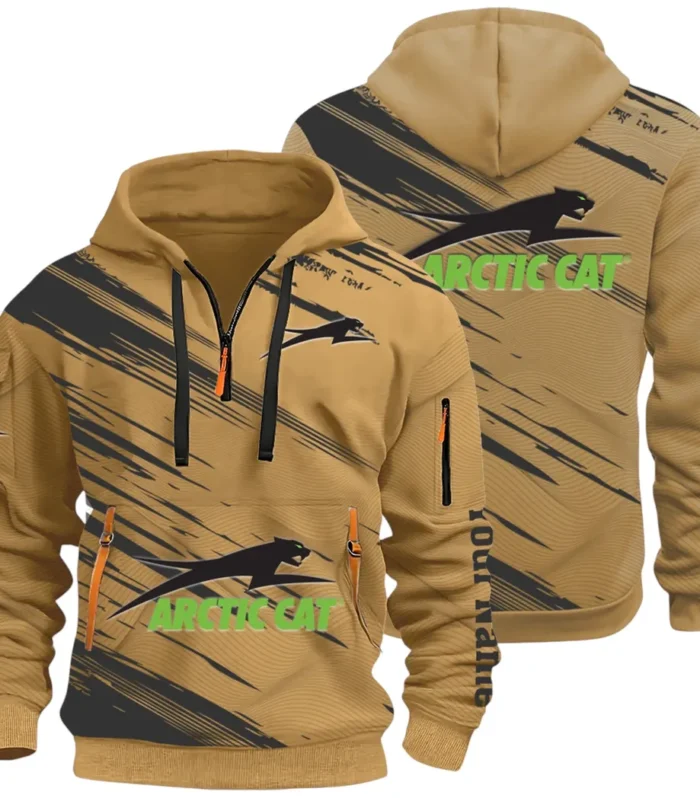 Off-Road Ride Hoodie Half Zip 3D, Durable & Casual Streetwear CAR514 - Khaki