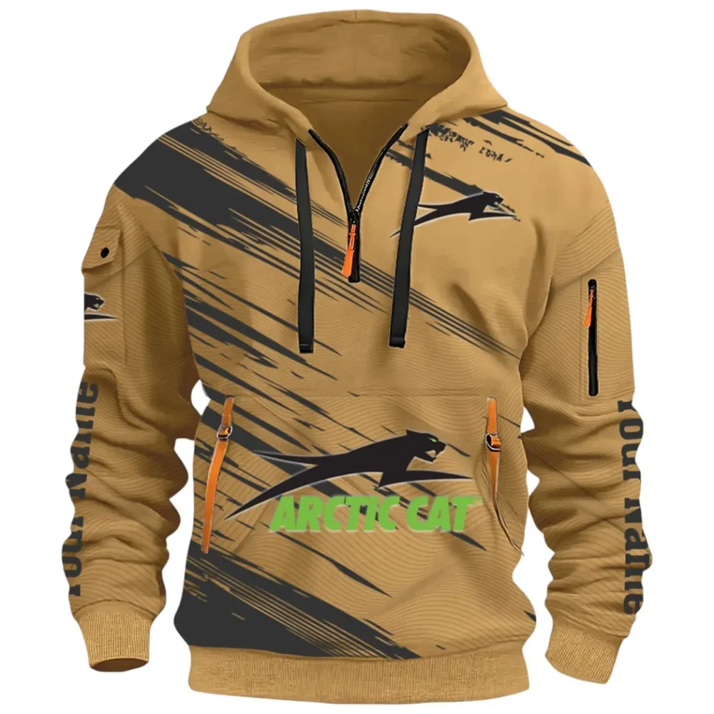 Off-Road Ride Hoodie Half Zip 3D, Durable & Casual Streetwear CAR514 - Khaki - Image 2