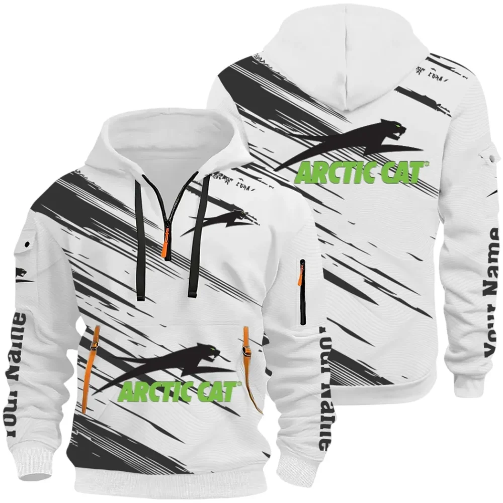 Off-Road Ride Hoodie Half Zip 3D, Durable & Casual Streetwear CAR514 - White