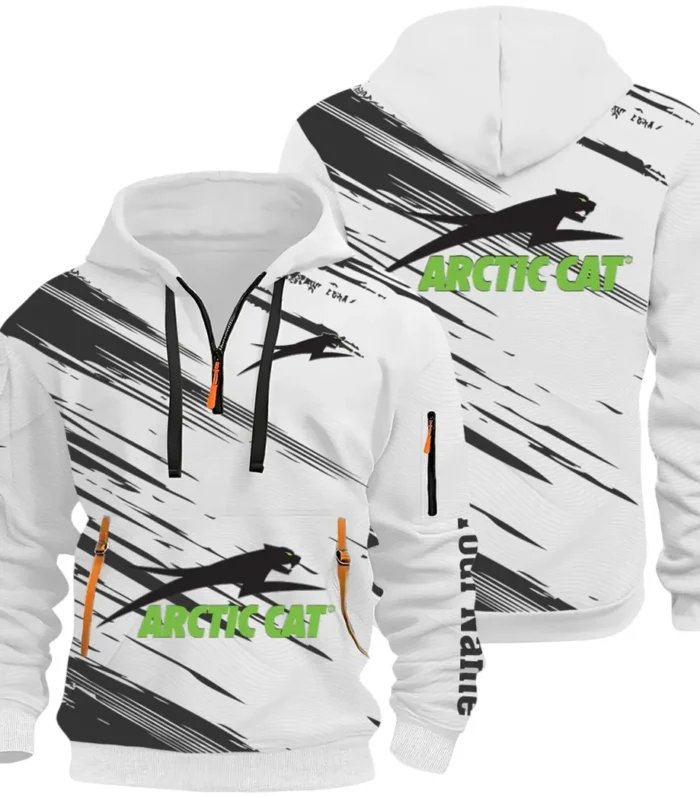 Off-Road Ride Hoodie Half Zip 3D, Durable & Casual Streetwear CAR514 - White