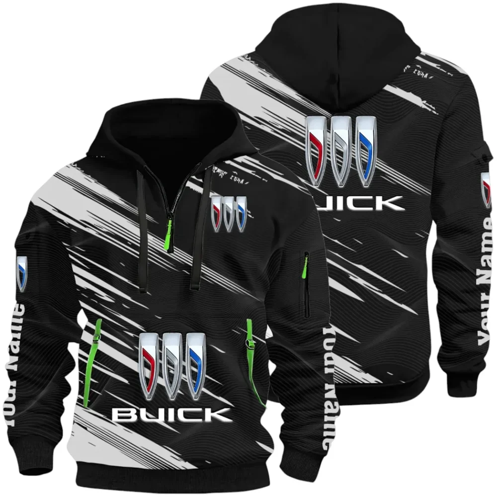 Luxury Car Hoodie Half Zip 3D, Rugged Casual Fit Hoodie CAR514 - Black
