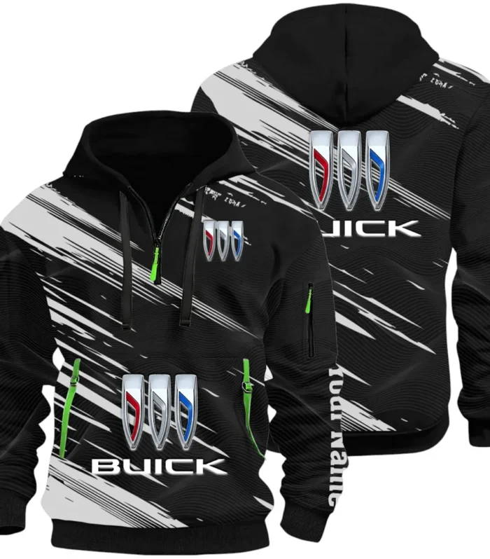 Luxury Car Hoodie Half Zip 3D, Rugged Casual Fit Hoodie CAR514 - Black