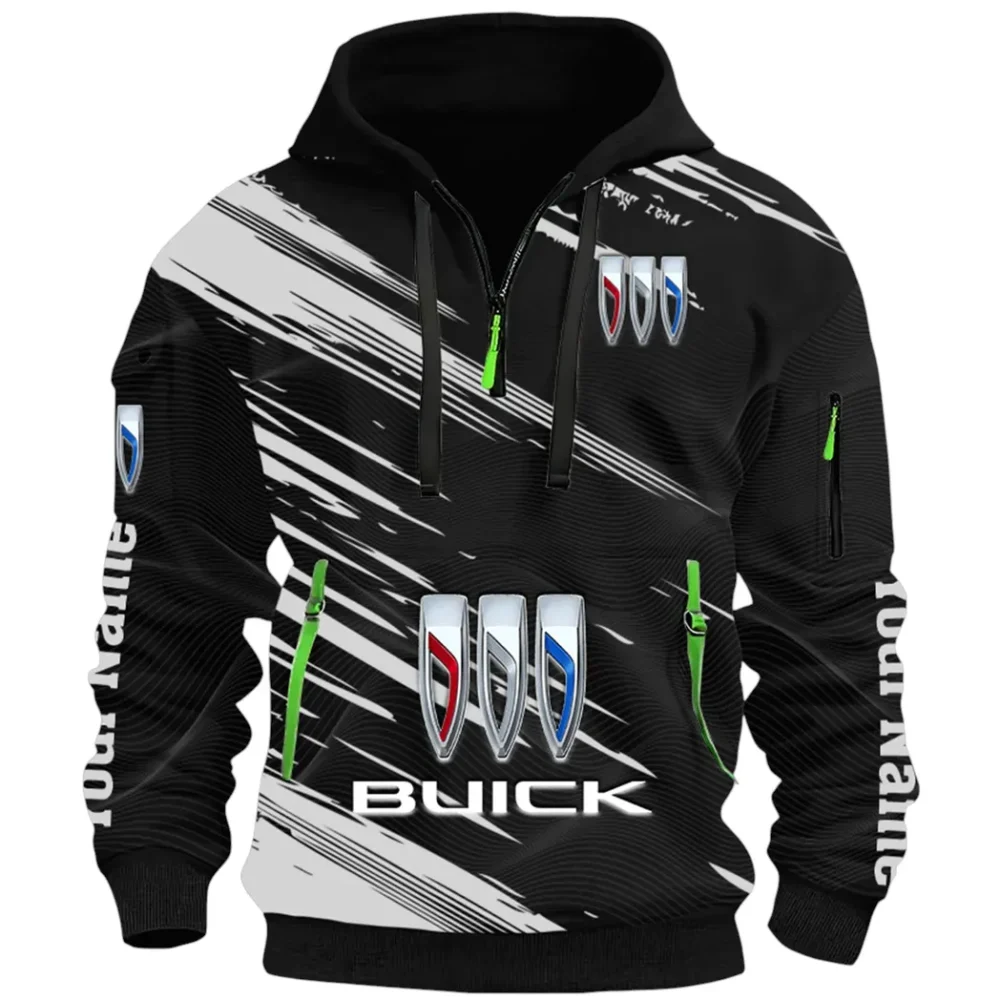 Luxury Car Hoodie Half Zip 3D, Rugged Casual Fit Hoodie CAR514 - Black - Image 2