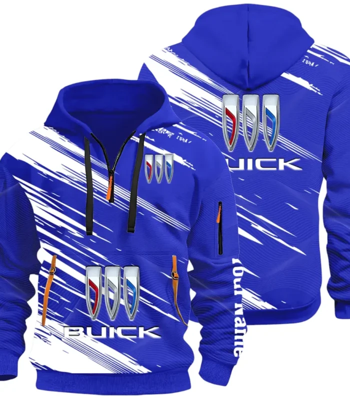 Luxury Car Hoodie Half Zip 3D, Rugged Casual Fit Hoodie CAR514 - Blue
