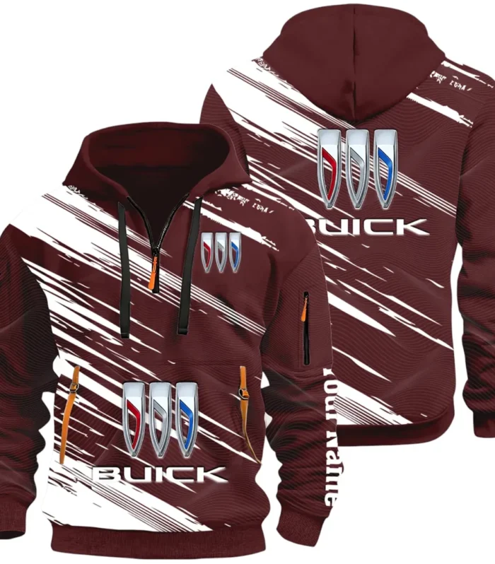 Luxury Car Hoodie Half Zip 3D, Rugged Casual Fit Hoodie CAR514 - Dark Red
